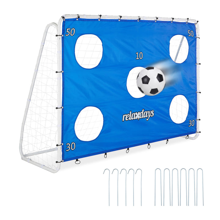 Relaxdays Fussballtor mit Torwand, Garten, Kinder &amp; Erwachsene, Soccertor, HBT 170x235x85 cm, Stahl,