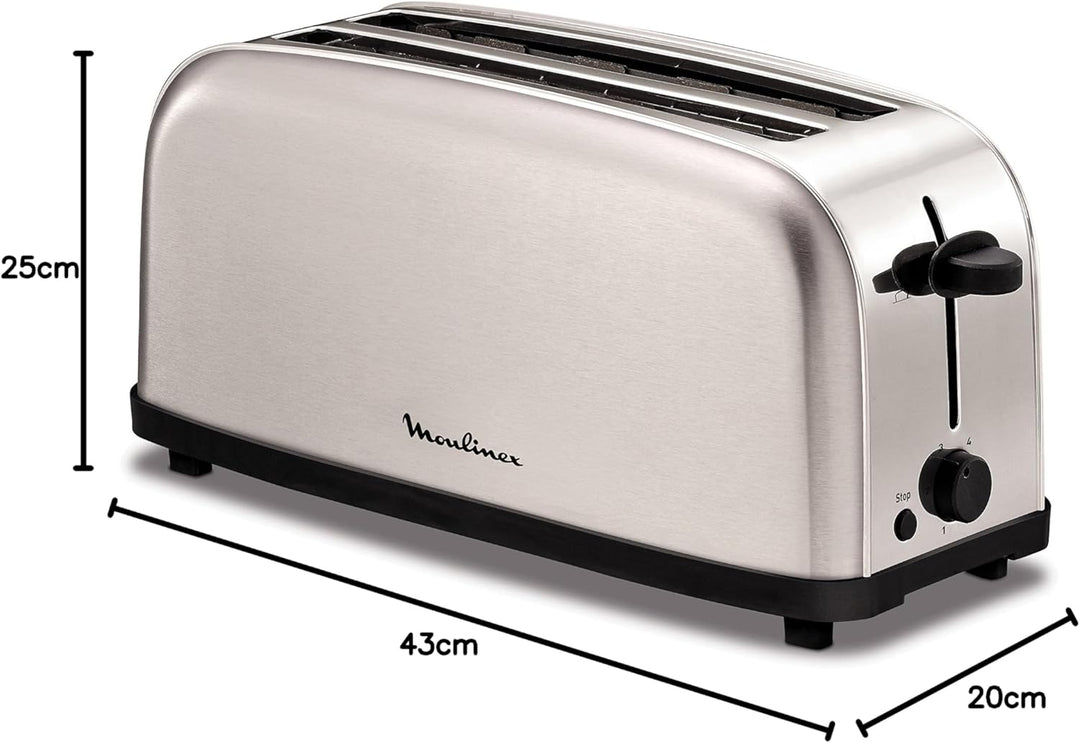 Moulinex Classic 2 Reb – Toaster, Leistung 1400 W, Edelstahl, Grau Grau 1400 W, Grau 1400 W