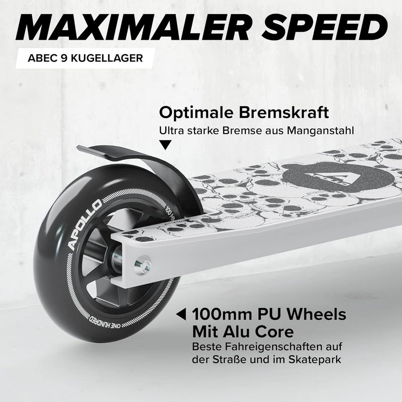 Apollo Stunt Scooter - Genius Pro | Robuster Kinder Scooter mit ABEC 9 Kugellager | Trick Roller, Tr