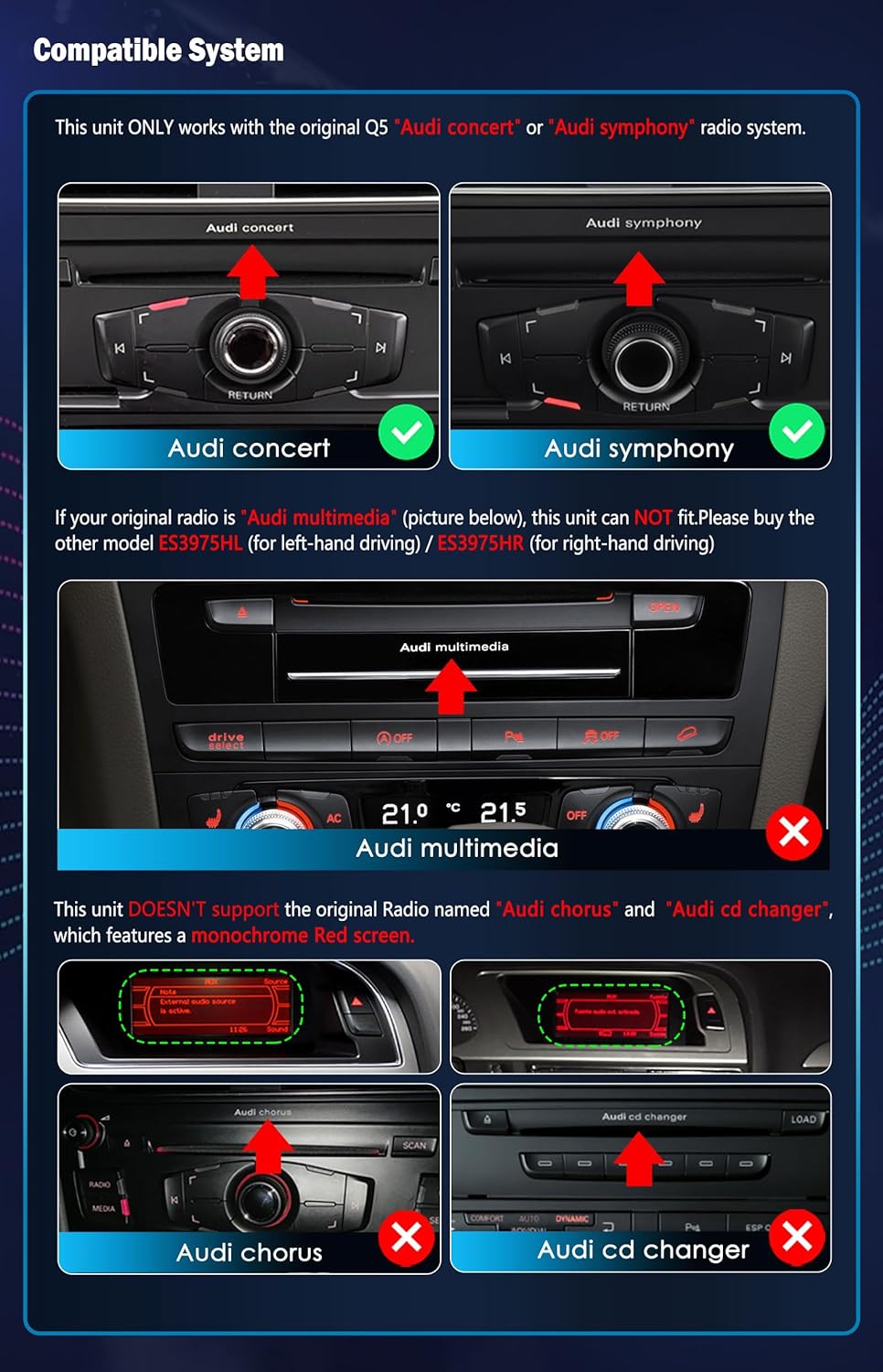 Erisin Qualcomm 8-Kern 4GB+64GB Android 14 1 Din Autoradio Bluetooth Für Audi Q5 2009-2016, 8,8 Zoll