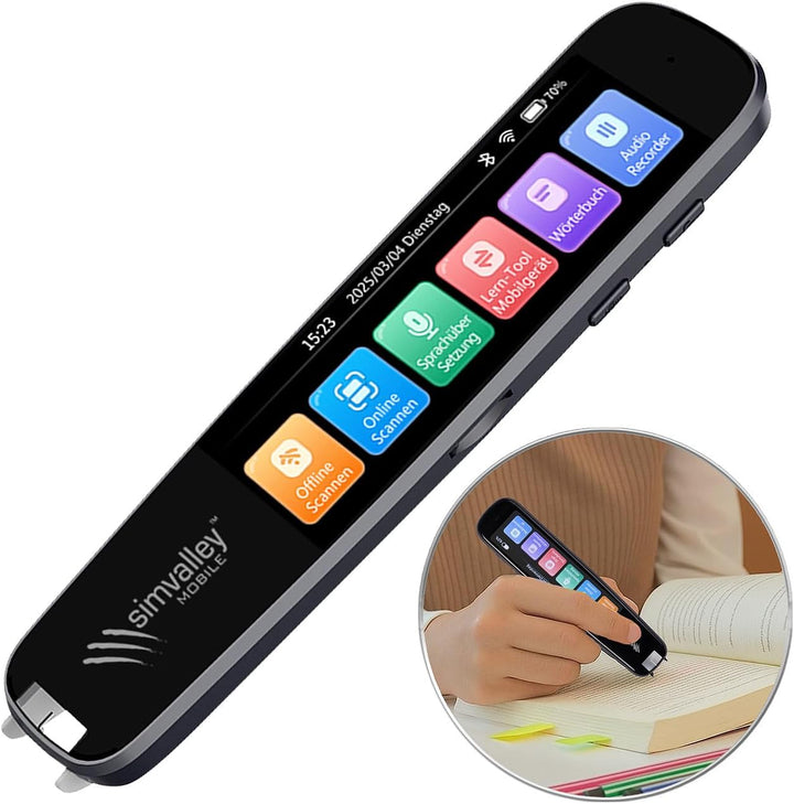 simvalley MOBILE Übersetzerstift: Übersetzer-Stift, 142 Online-Sprachen, Scan-Funktion, Touch-Displa