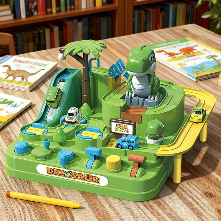 Car Track Toy – Dinosaur Sliding Vehicle Game | ABS Adventure Track Playset with Christmas Theme, 70