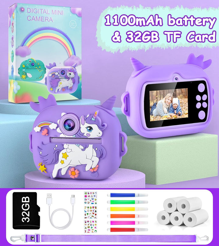 Sofortbildkamera Kinder Kinderkamera Kamera Digitalkamera 3-12 Jahre + 5 Rollen Druckpapier Sofort C