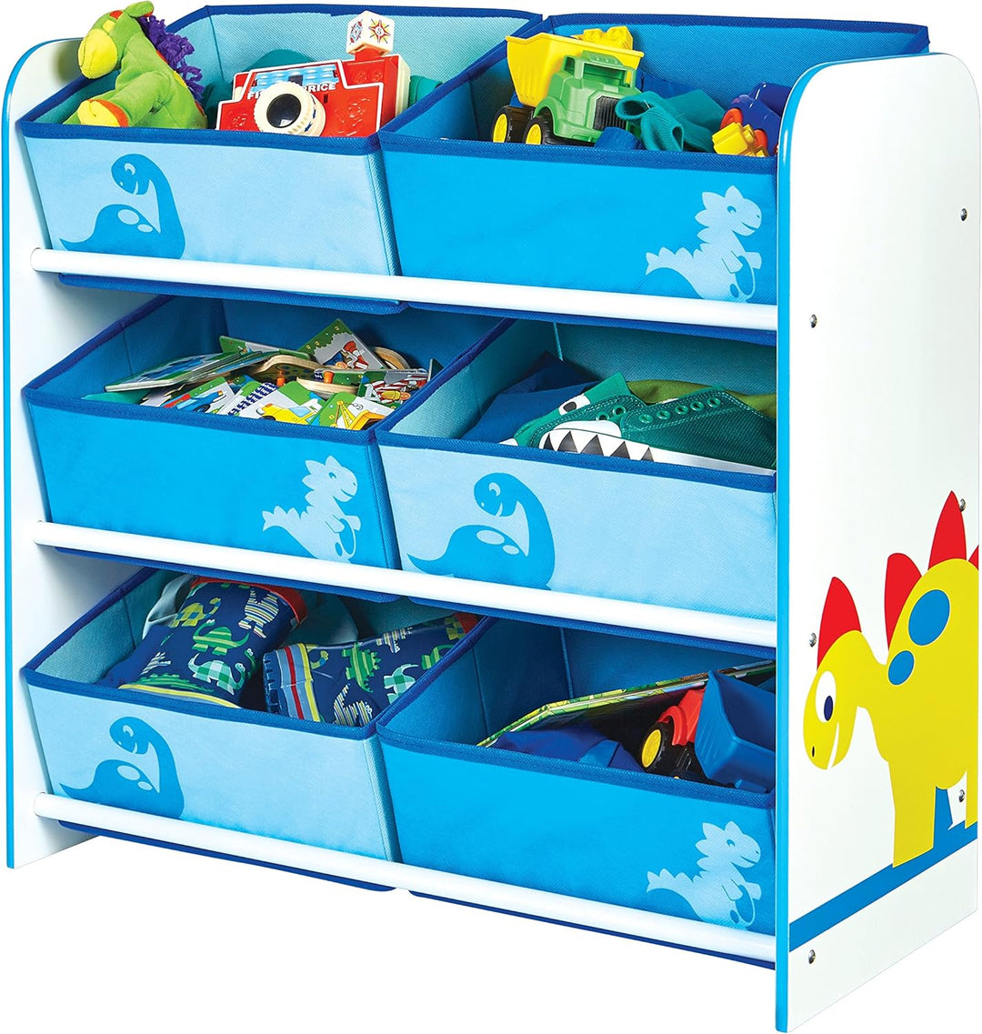 Worlds Apart Dinosaurier - Regal zur Spielzeugaufbewahrung mit sechs Kisten für Kinder, 60.0x63.5x30