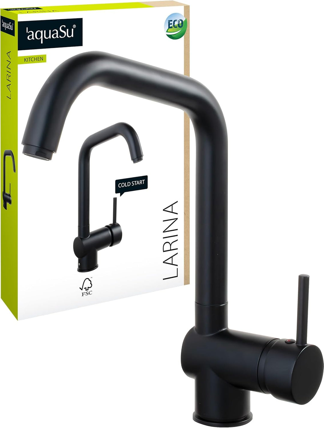 'aquaSu® Vorfensterarmatur Larina mit Wasserspar-Kartusche, herausnehmbar, hoher Auslauf, Kaltwasser