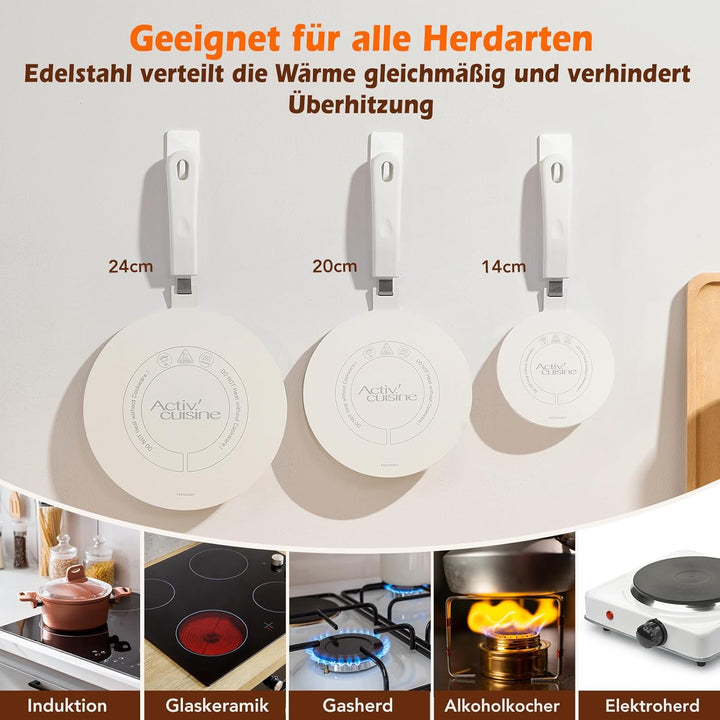 ACTIV CUISINE Induktion Adapterplatte 20 cm Induktionsadapterplatte mit abnehmbarem Griff Moka Induk