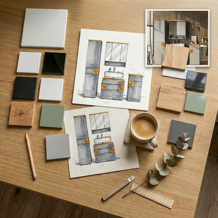 Vicco Badschrank Eden, Anthrazit/Artisan-Eiche, 40 x 77 cm Anthrazit Hängeschrank, Anthrazit Hängesc
