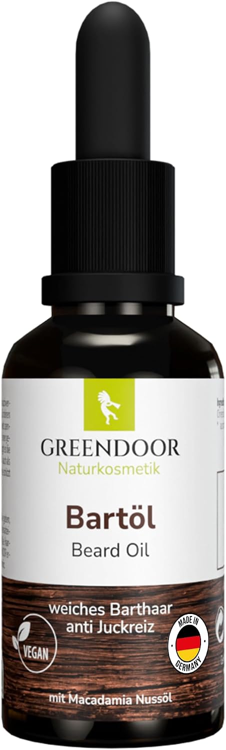 GREENDOOR Bartpflege-Set Basic BIO Bartöl 50ml und Natur Bartseife 200ml, vegan, Bartpflegeöl, Bart-