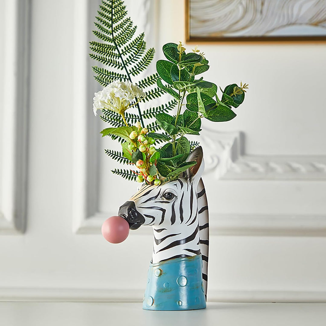 Blasen-Kunstvase, Tiergesichts-Vase, moderne Heimdekoration (ohne Pflanzen) – Zebra, Zebra
