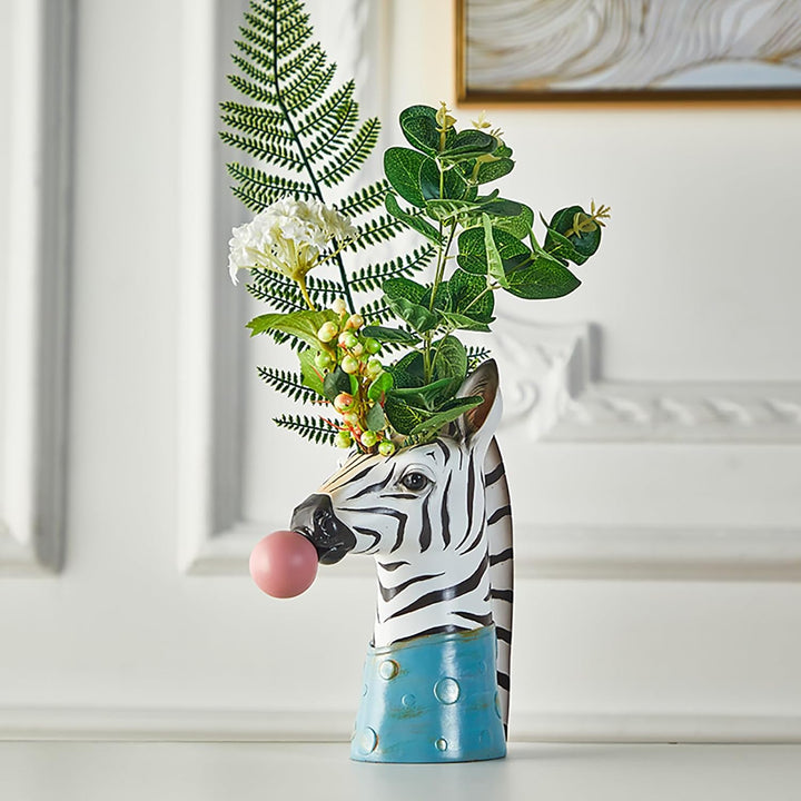 Blasen-Kunstvase, Tiergesichts-Vase, moderne Heimdekoration (ohne Pflanzen) – Zebra, Zebra