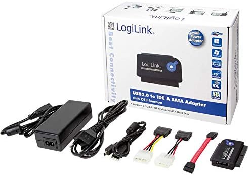 LogiLink AU0006D IDE/SATA Adapter (USB 2.0 auf 6,4 cm (2,5 Zoll)/8,9 cm (3,5 Zoll), 1,2m) Single, Si