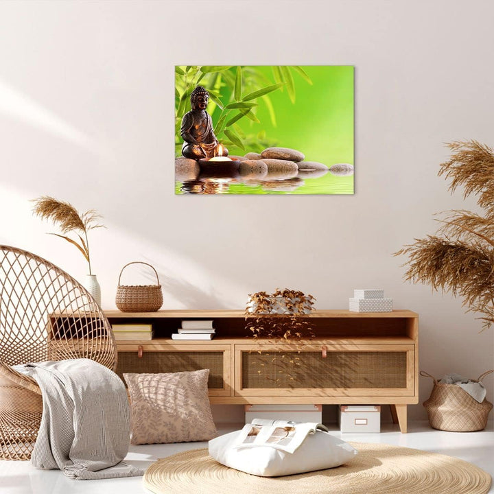 Bilder auf Leinwand Buddhismus Feng Shui Spa Bambus Leinwandbild 70x50cm Wandbilder Dekoration Wohnz
