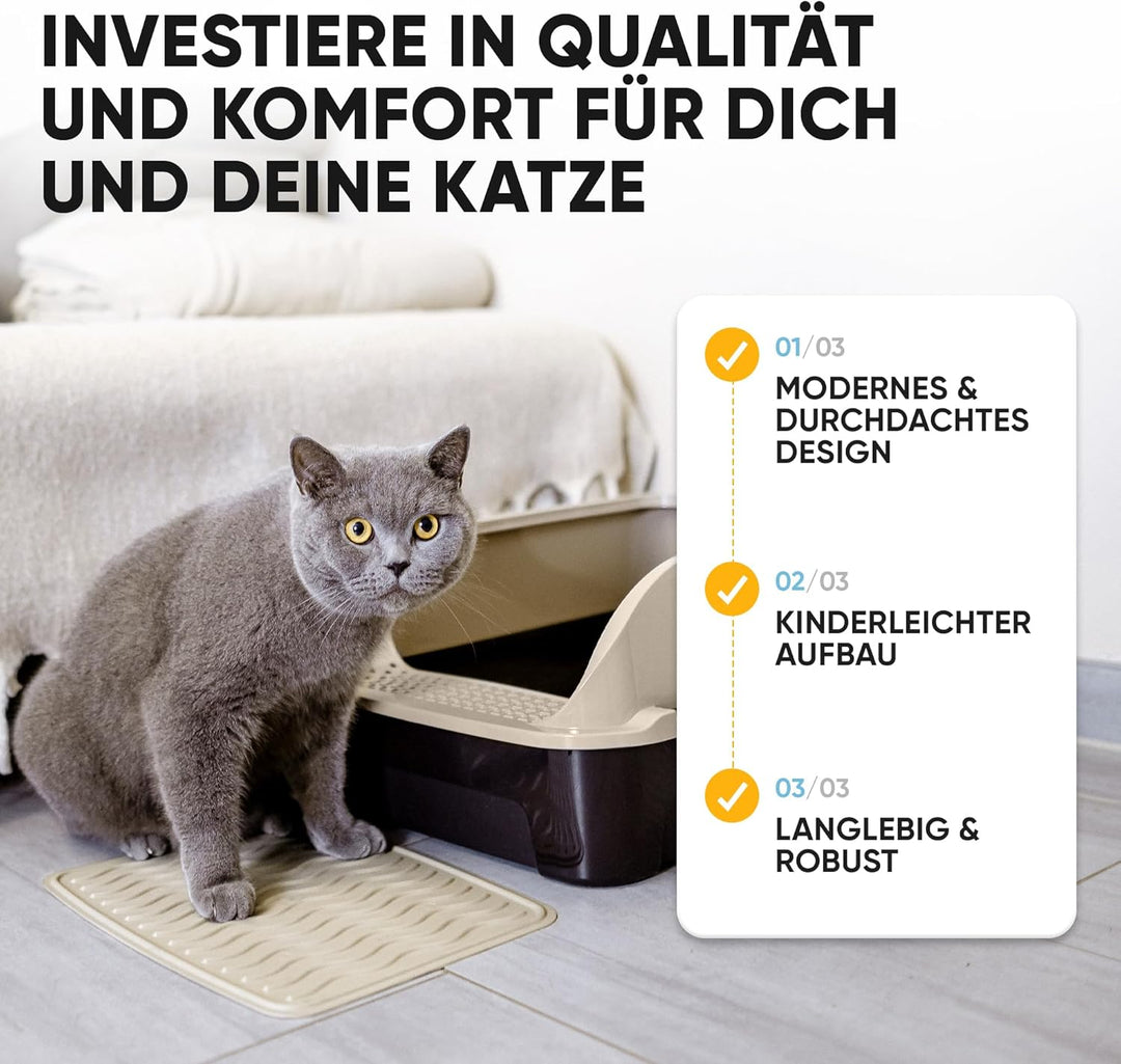 CROPLAS Katzenklo offen gross ohne Deckel,Katzenklo hoher Rand mit Streumatte &amp; Schaufel, grosse Kat