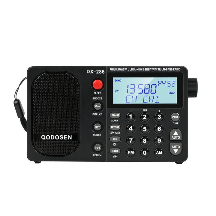 QODOSEN DX-286 Tragbares Radio, mit TEF6686 Automobil-Chip, LW, AM, FM, Kurzwelle, Datensystem (RBDS