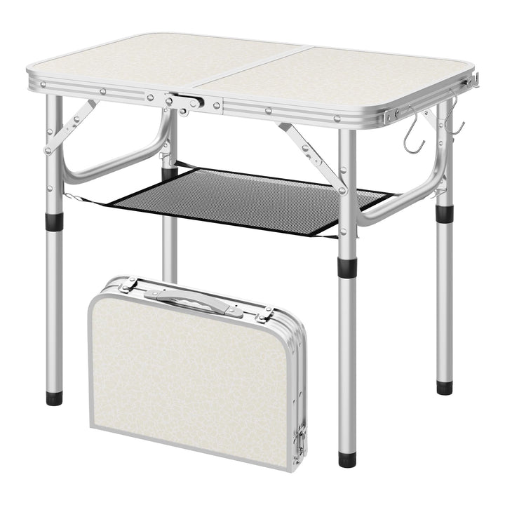WOLTU Klapptisch Höhenverstellbar 25/36/50/60 cm, 60x40cm Tischplatte, mit Aufbewahrungsnetz und Hak
