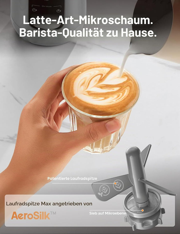 DREO Milchaufschäumer, 8-in-1 Milchschäumer Elektrisch für Latte, Cappuccino, heisse Schokolade mit