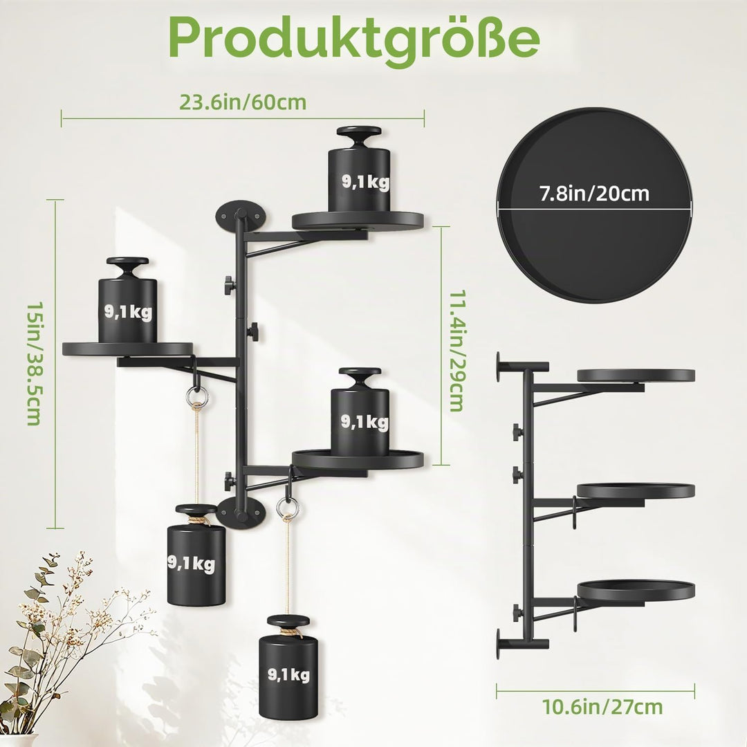 iDavosic.ly Wand Pflanzenhalter, Metall Blumenständer mit 2 Haken, Wandmontage Blumenregal für Fenst