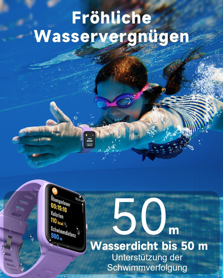 BIGGERFIVE Smartwatch Kinder, Fitness Tracker Uhr Digitale Fitnessuhr mit Schrittzähler, 24/7 Puls,