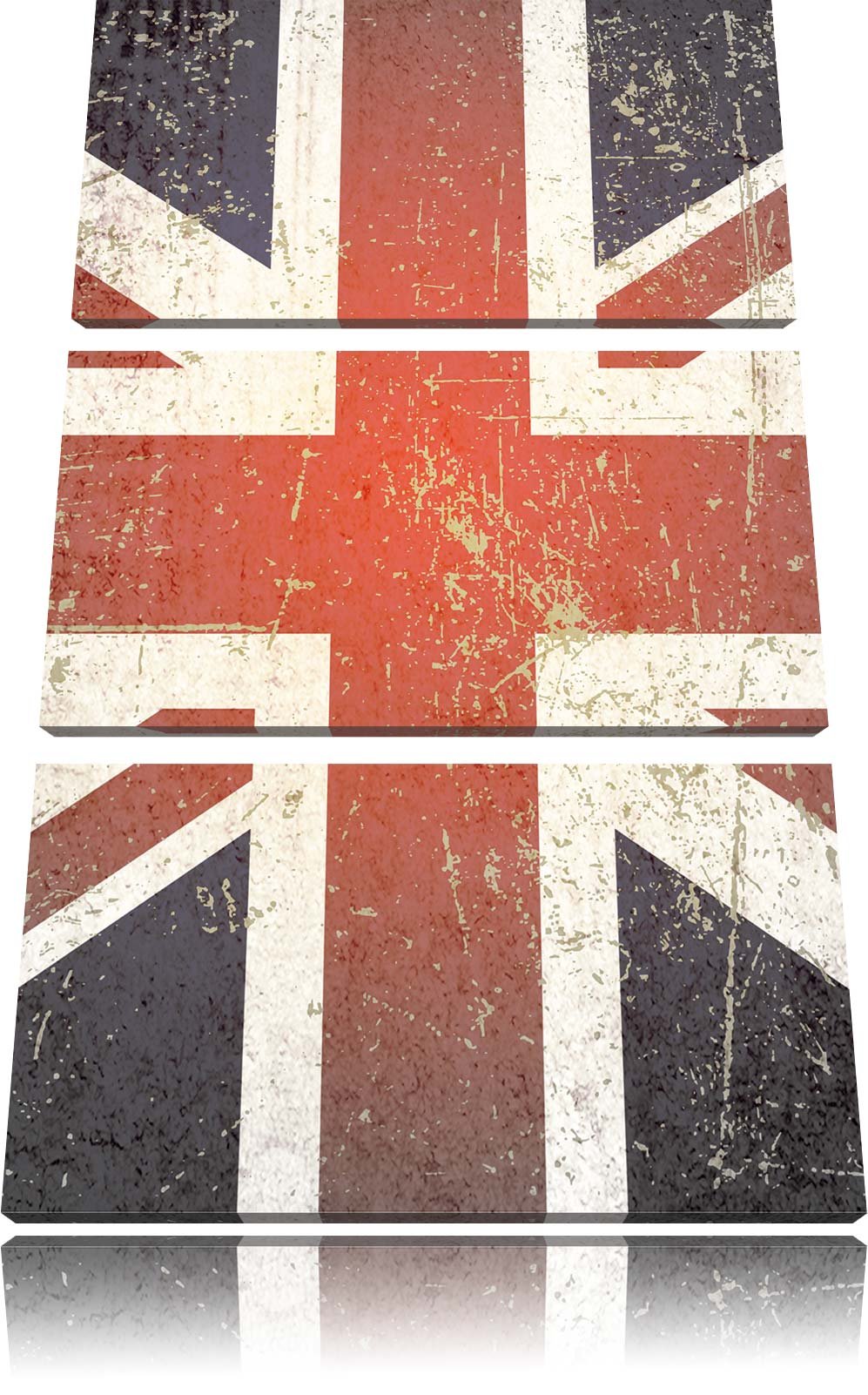 Pixxprint British Union Jack schwarz/weiss als Leinwandbild/Grösse: 3 Teilig (120x80 cm) cm/Wandbild