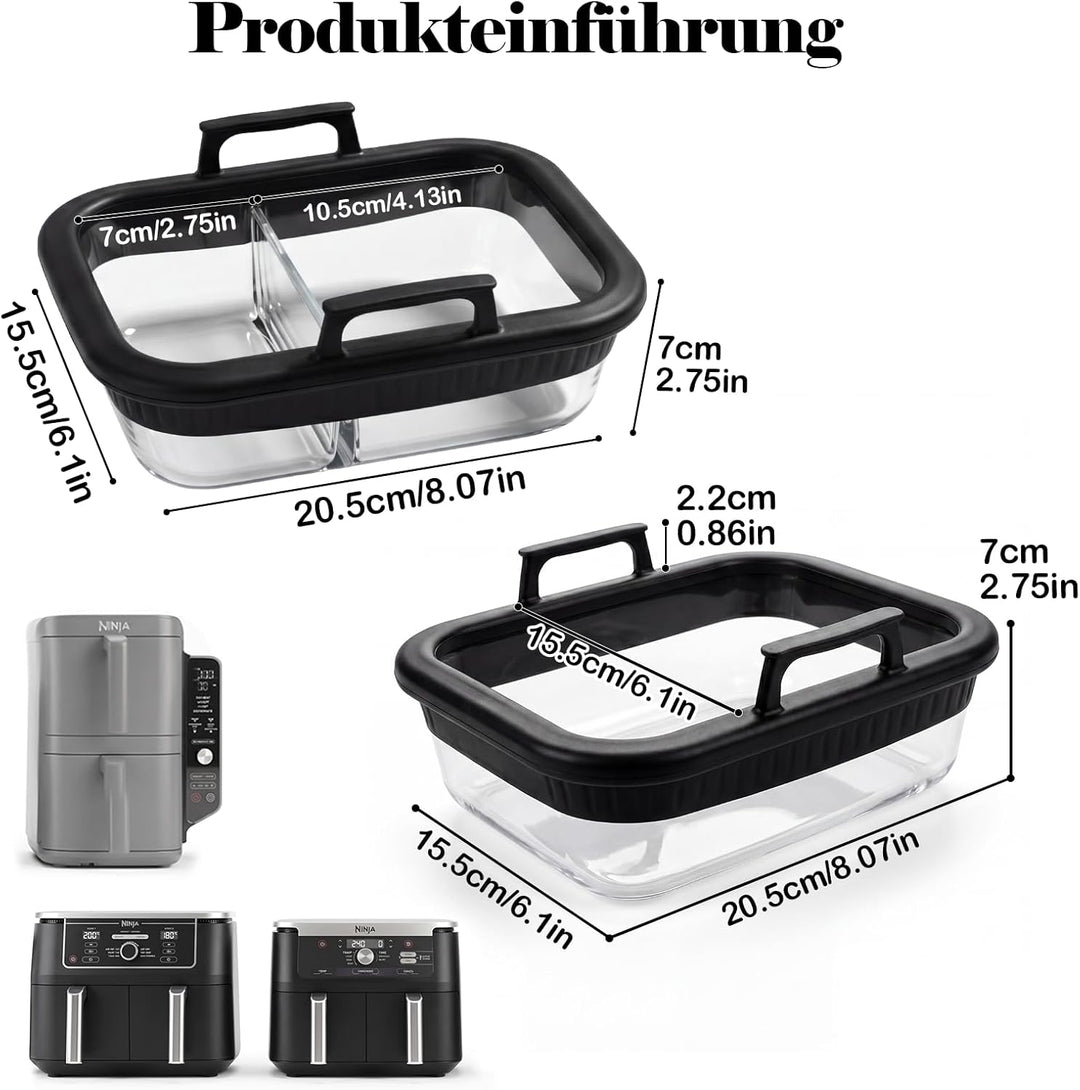 2 Stück Airfryer Zubehör für Ninja AF400EU/AF500EU/SL400EU COSORI Heissluftfritteuse 2 Kammern,Aufla