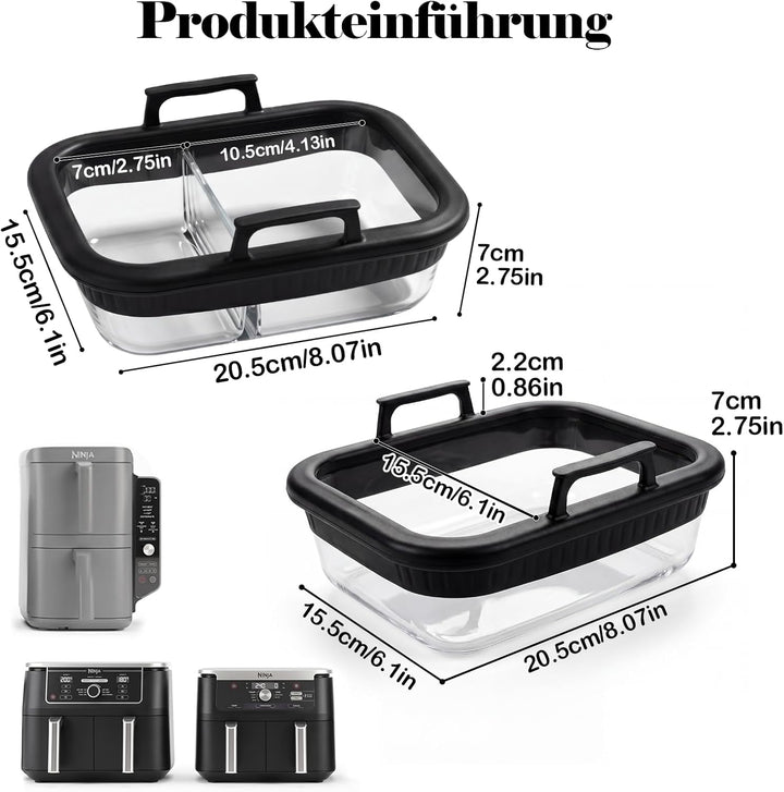 2 Stück Airfryer Zubehör für Ninja AF400EU/AF500EU/SL400EU COSORI Heissluftfritteuse 2 Kammern,Aufla