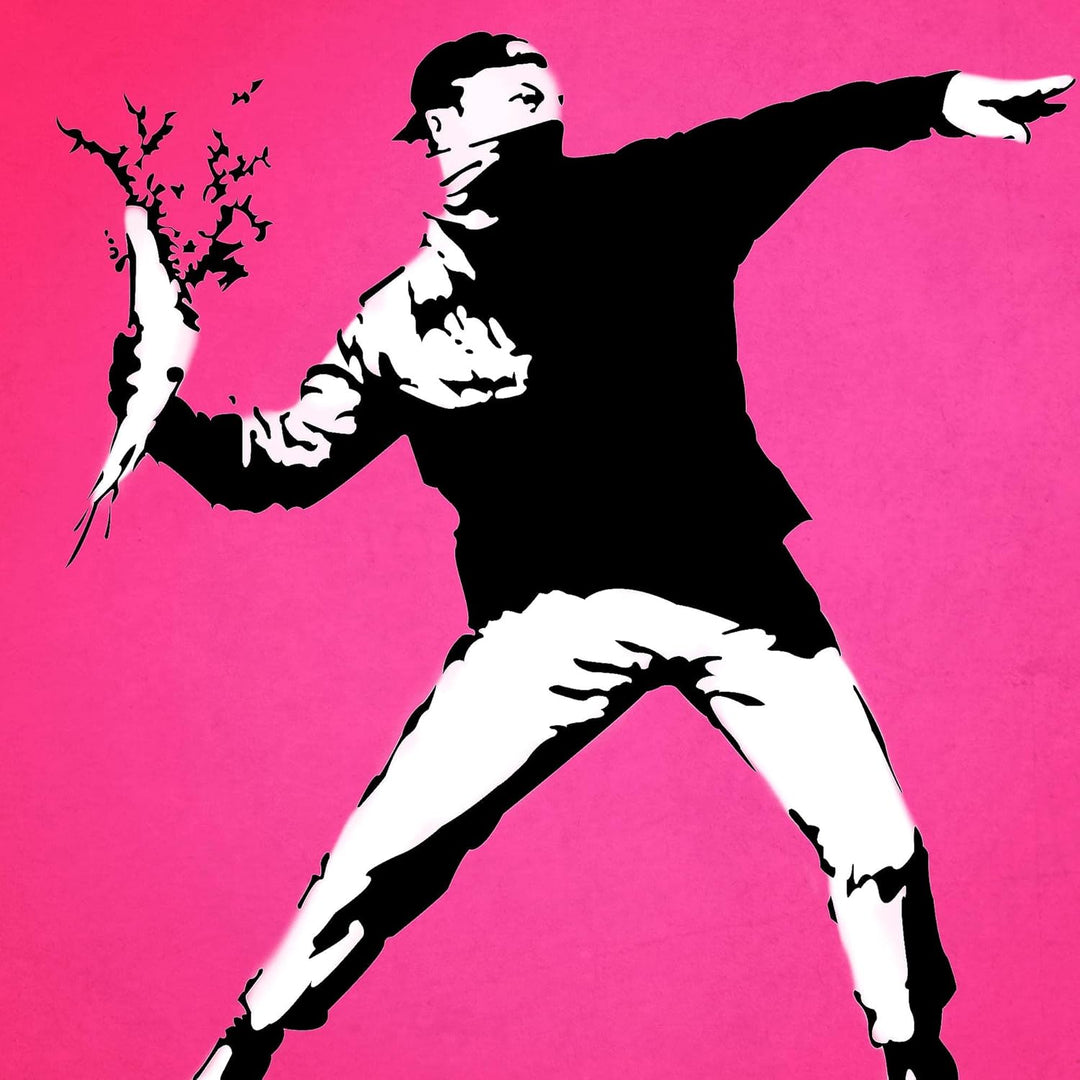 Novart Wandbilder Banksy Collage - KOMPLETT AUFHÄNGFERTIG - Bunt Wohnzimmer Büro - 7 Moderne Mood-Bi