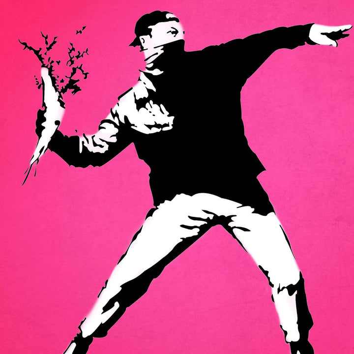 Novart Wandbilder Banksy Collage - KOMPLETT AUFHÄNGFERTIG - Bunt Wohnzimmer Büro - 7 Moderne Mood-Bi