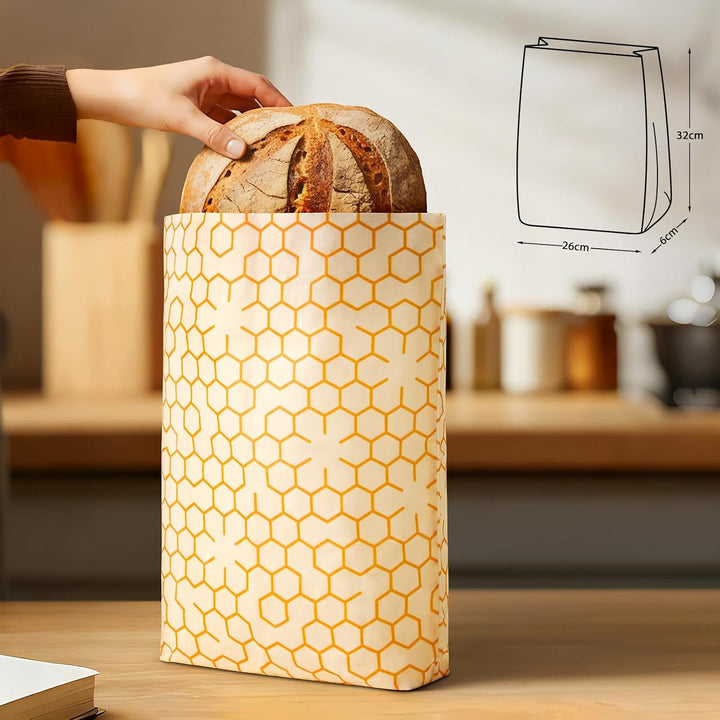Brotbeutel – Bienenwachstücher Gross 26 x 32 cm für Obst, Gemüse, Brot, Nüsse – antibakteriell & lan