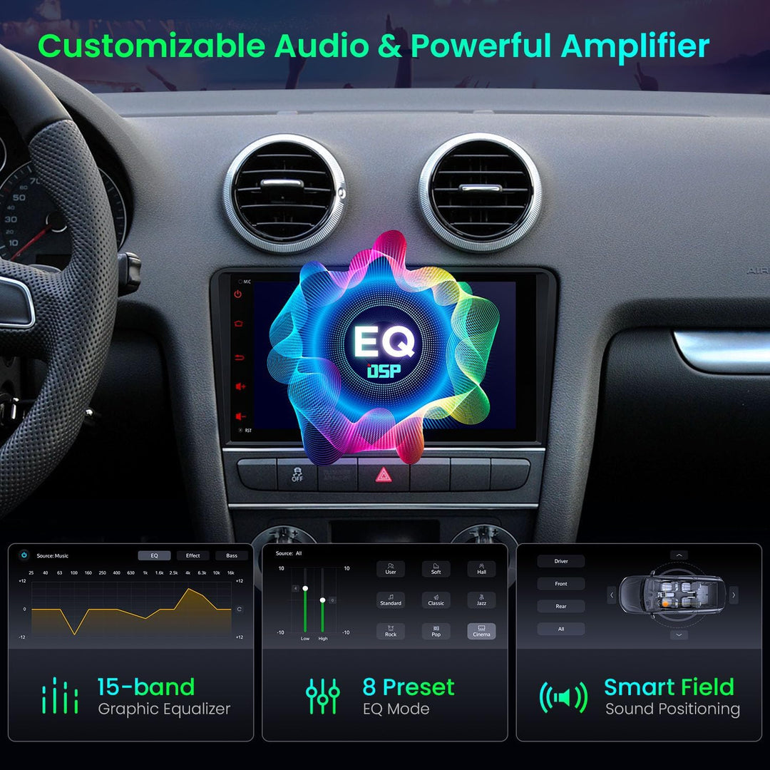 XTRONS 8 Zoll IPS HD Bildschirm Android 14 Autoradio Octa Core 4GB 64GB Eingebautes 4G DSP Car Play