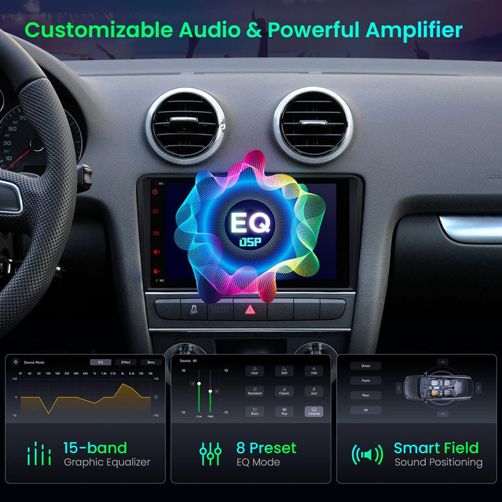 XTRONS 8 Zoll IPS HD Bildschirm Android 14 Autoradio Octa Core 4GB 64GB Eingebautes 4G DSP Car Play