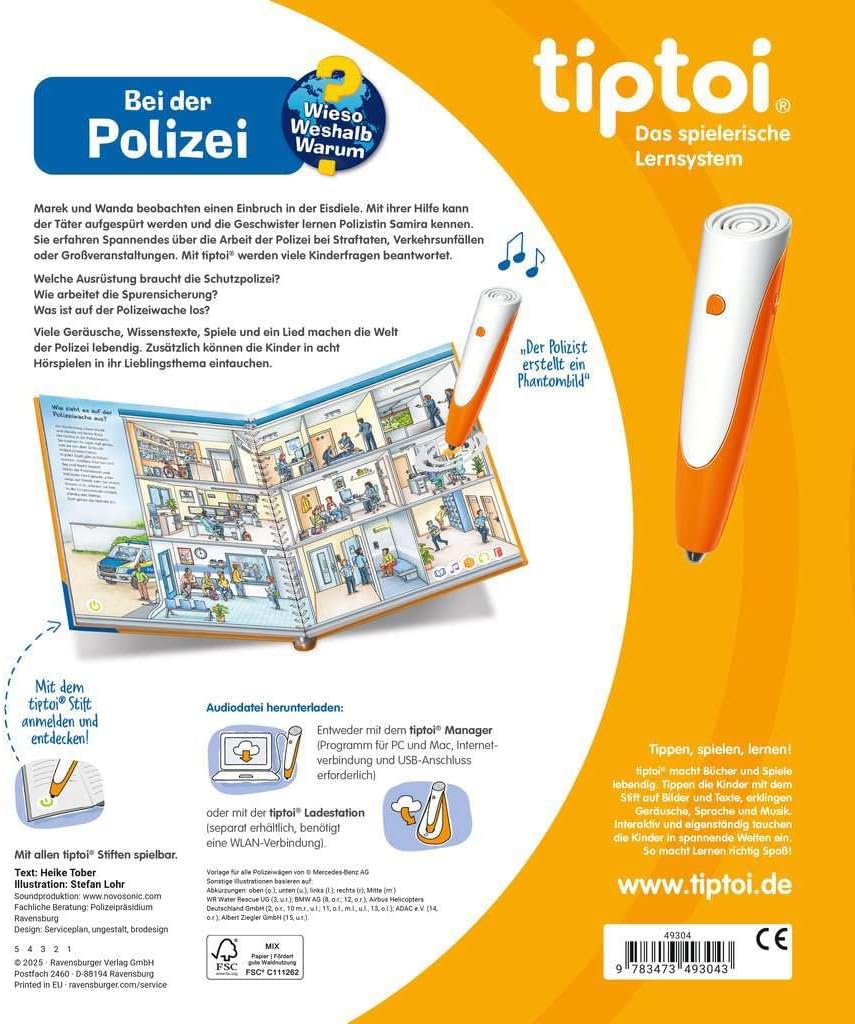Ravensburger tiptoi Buch - Unterwegs mit der Polizei + Kinder Wimmel-Weltkarte | 4-7 Jahre