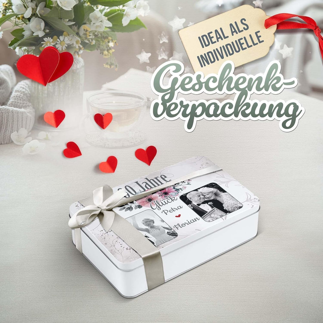 Print Royal PR Geschenkdose zur Diamantenen Hochzeit - 60 Jahre - mit Fotos &amp; Namen - Erinnerungsbox