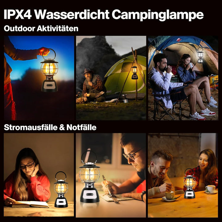 Therlan campinglampe, Retro Camping Laterne, (320LM, IP44, 5000mAh, bis zu 180h) 3 Helligkeiten Leuc