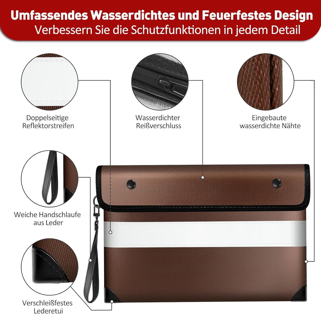 Vailoin Feuerfeste Geldtasche für Bargeld, 2871 °C, isoliert, feuerfest, wasserdicht, mit wasserabwe
