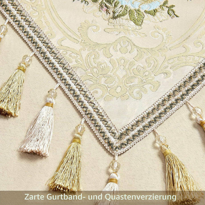 TOPLUXE Tischläufer mit Quasten, Florale Tischdecke für Esstisch Urlaub Party Wohnzimmer Dekoration
