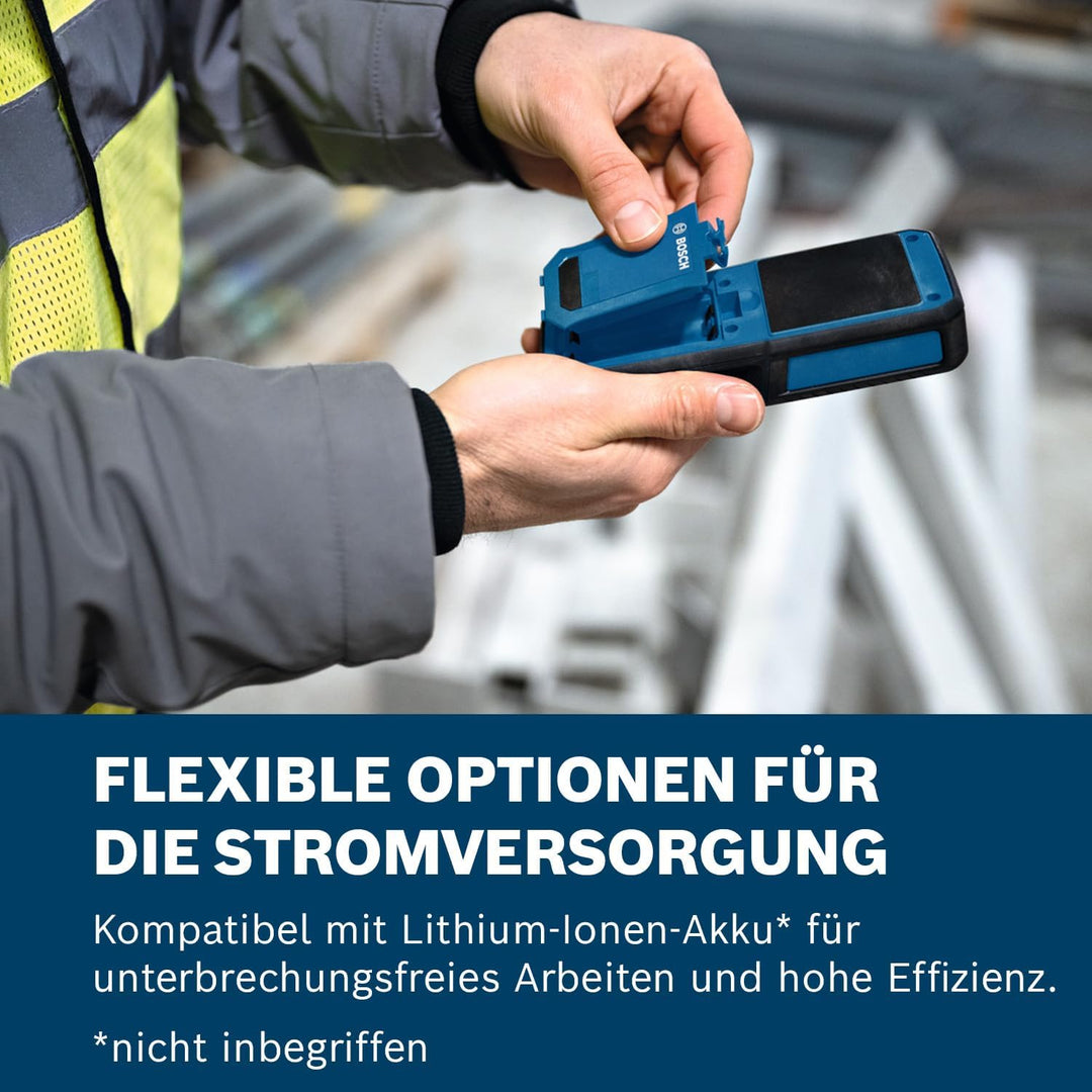 Bosch Professional Feuchtemessgerät GMM 1-15 (nicht-invasiv, misst 37 Holzarten und 10 Baustoffe, Sc
