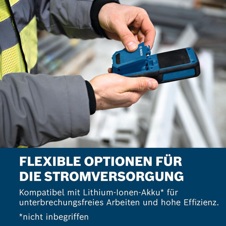 Bosch Professional Feuchtemessgerät GMM 1-15 (nicht-invasiv, misst 37 Holzarten und 10 Baustoffe, Sc