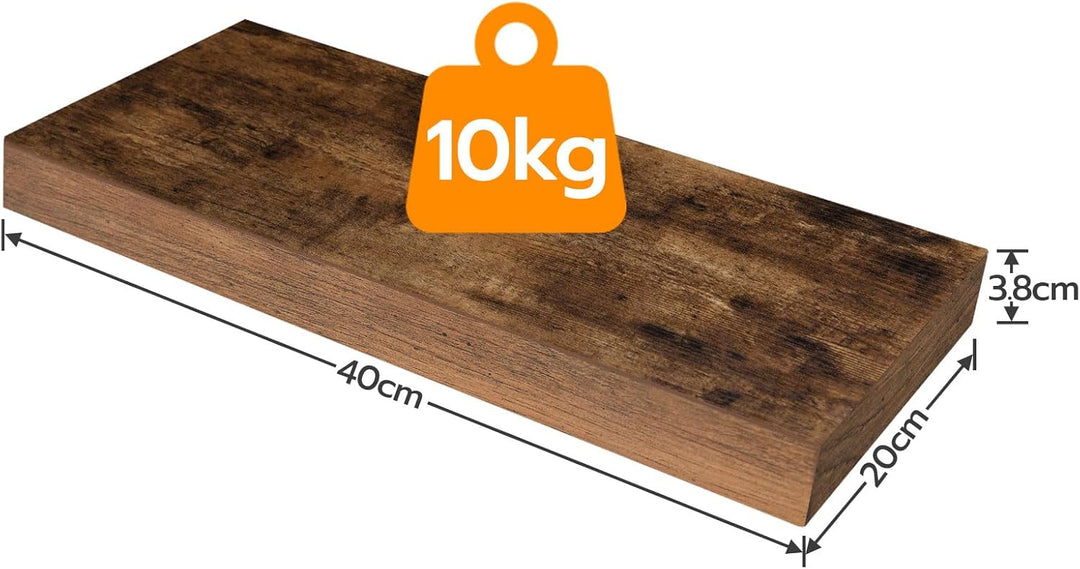 HOOBRO Wandregal, Schweberegal 2er-Set, stabile Wandboards, 40 x 20 x 3,8 cm Hängeregale, mit unsich