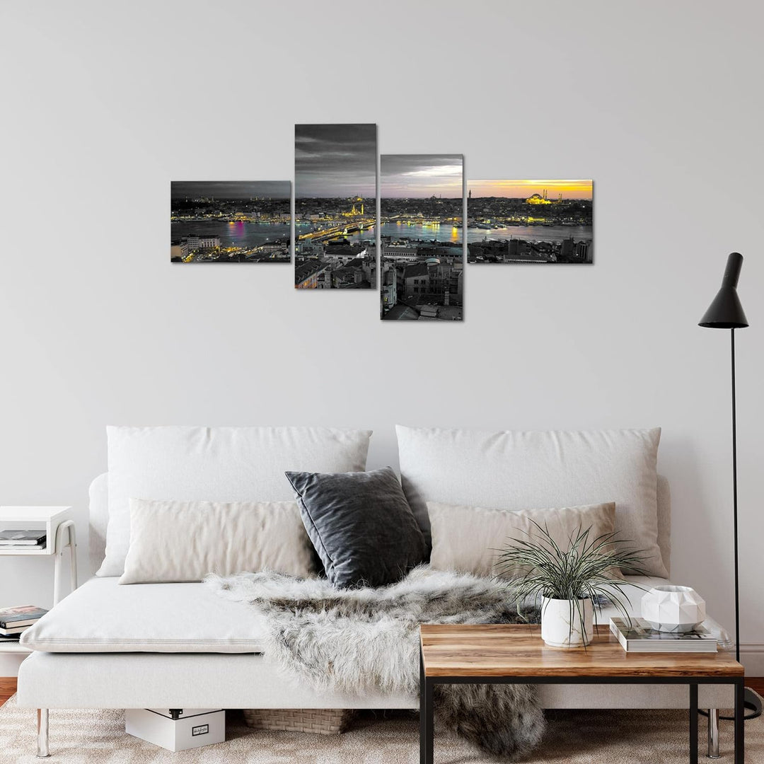 Runa Art Bild Modern Istanbul Türkei - Made in Germany - Wandbilder Stadt Skyline Schwarz 4 Teilig 6