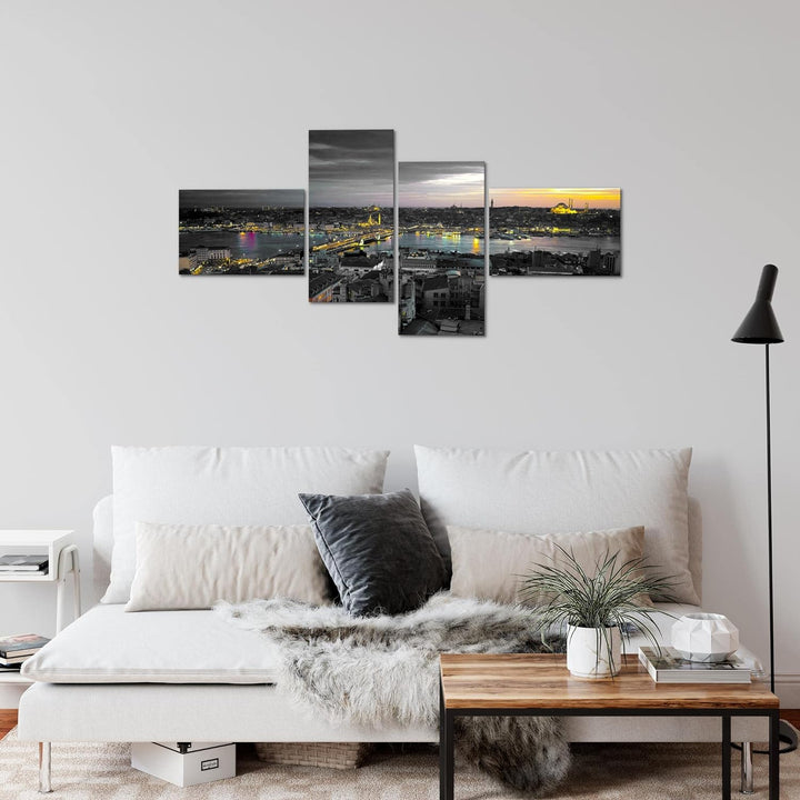Runa Art Bild Modern Istanbul Türkei - Made in Germany - Wandbilder Stadt Skyline Schwarz 4 Teilig 6