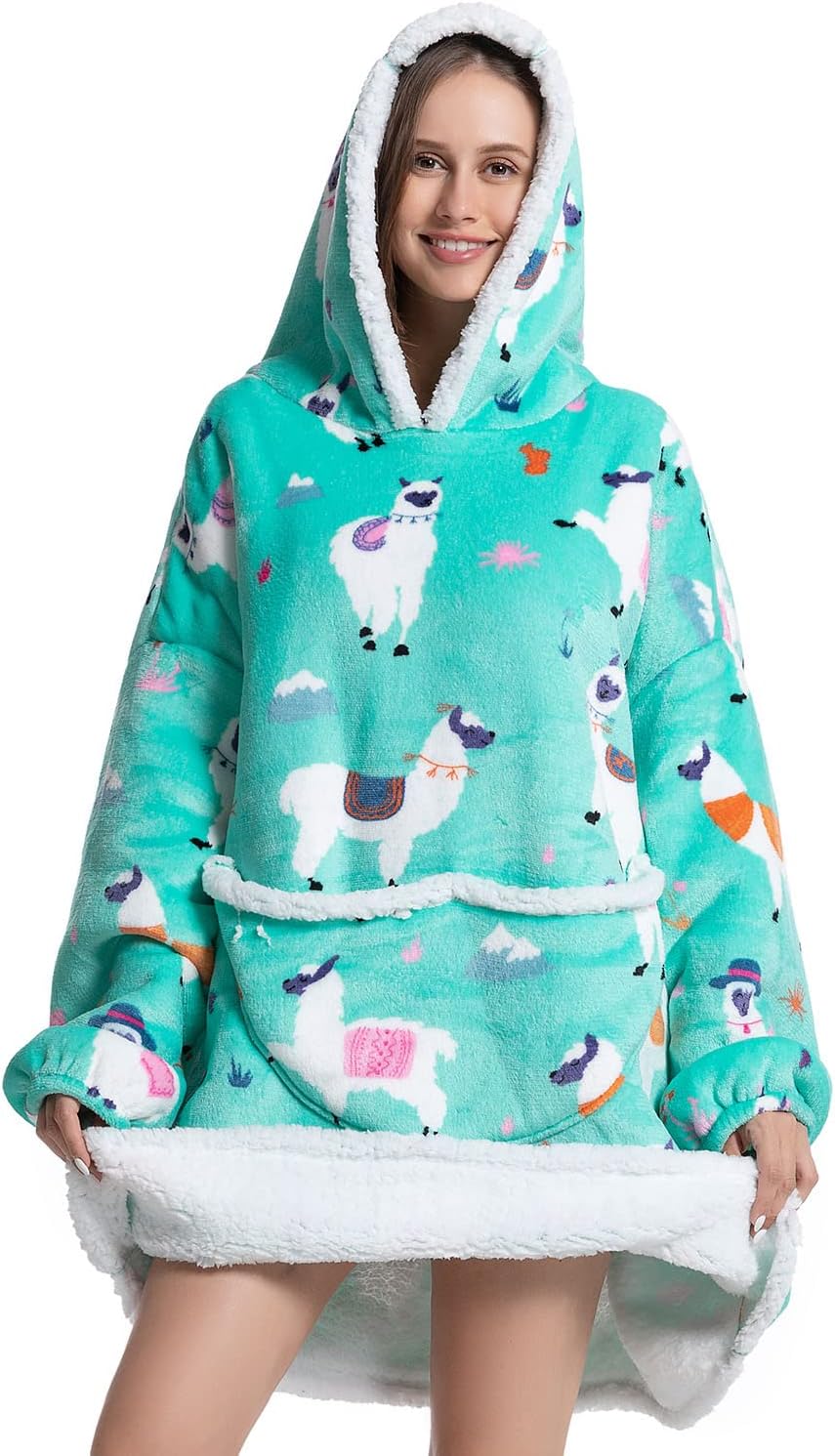 Wenlia Übergrosse Hoodie Sweatshirt für Erwachsene, Kinder, Kleinkinder, Sherpa Decke Sweatshirt Fla