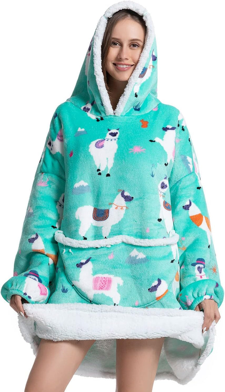 Wenlia Übergrosse Hoodie Sweatshirt für Erwachsene, Kinder, Kleinkinder, Sherpa Decke Sweatshirt Fla
