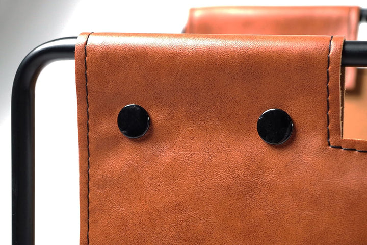 Kobolo Zeitungsständer aus Metall und Kunstleder braun 37x24x27cm 37x24x27 cm, 37x24x27 cm