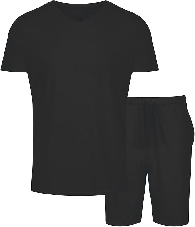 Light & Shade Pyjama-Set mit Oberteil und kurzer Hose für Herren, Schwarz, M M Schwarz, M Schwarz