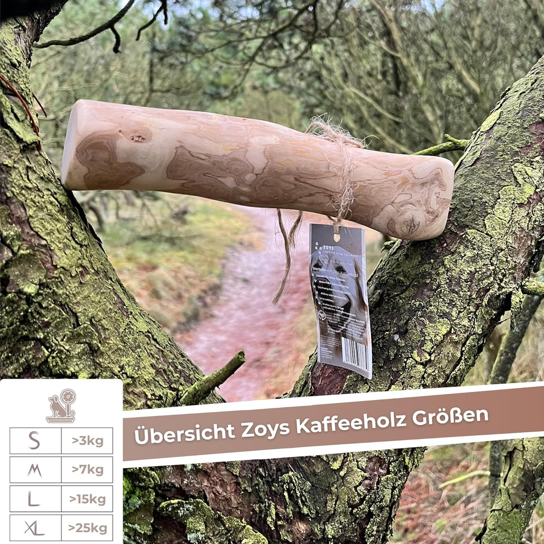 Zoys® Kaffeeholz für Hunde - Natürlicher Kauknochen für Hunde in 5 Grössen - Kaustab für Zahnreinigu