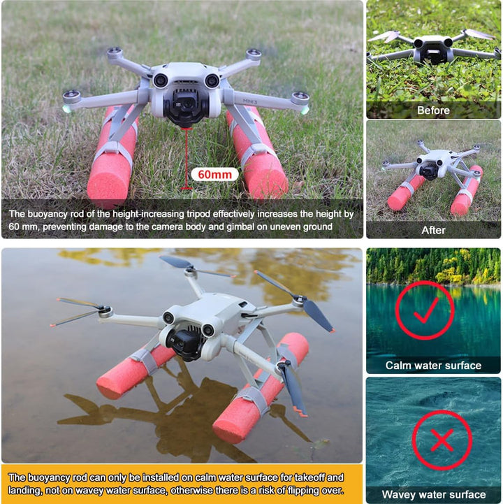 POFET Mini 3/4 Pro Faltbares Wasserfahrwerk Float Erweiterungskit für DJI Mini 3/4 Pro Zubehör
