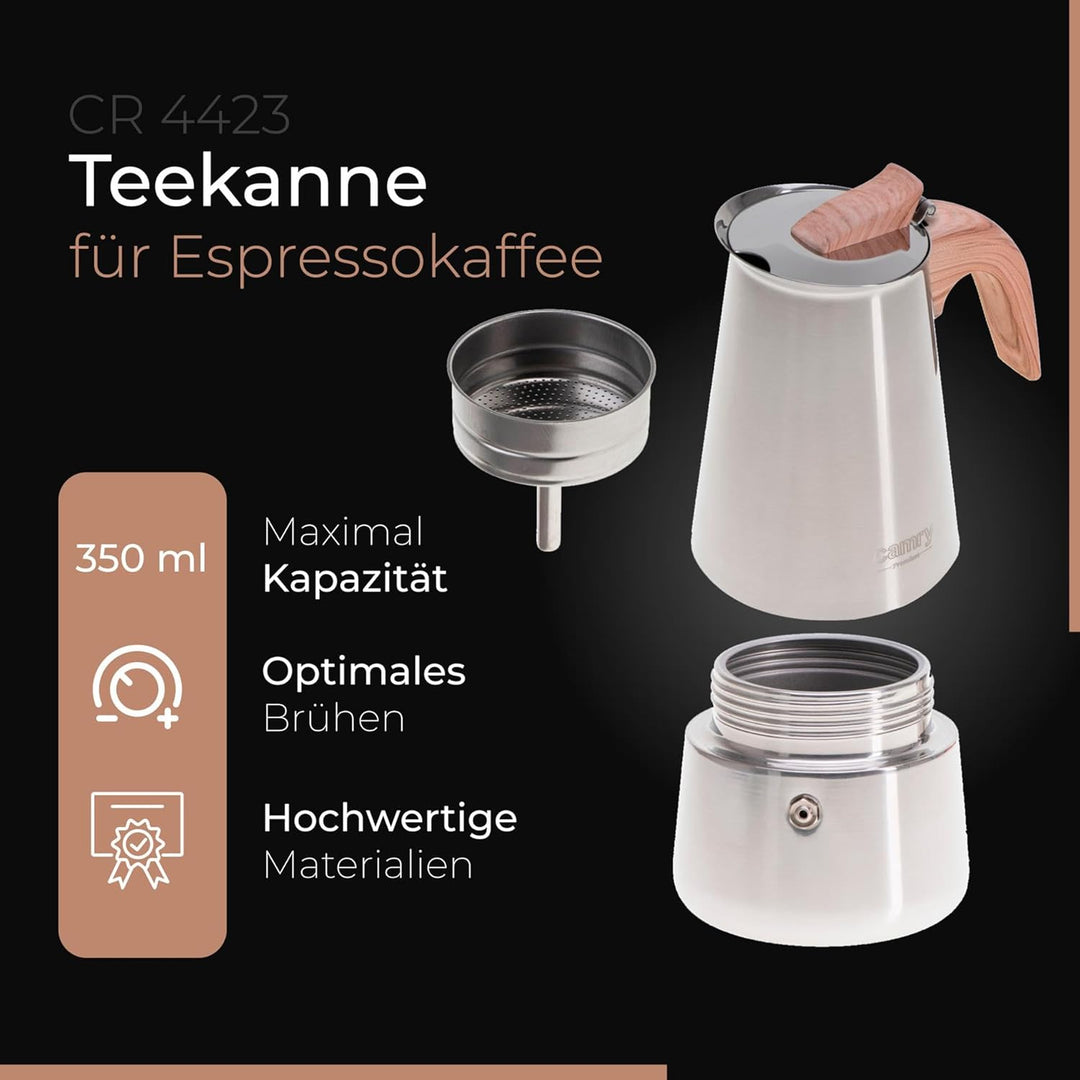 CAMRY Espressokocher Induktion - Mokkakanne Induktion für Aromatisches Kaffee - Hochwertiger Moka Po