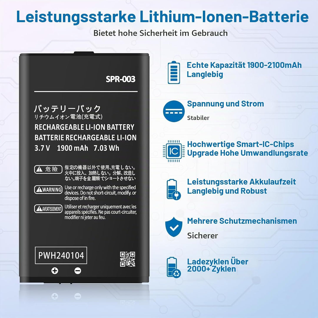 1900mAh SPR-003 Akku für Nintendo 3DS XL/New 3DS XL/ 3DS LL/New 3DS LL Spielkonsole, Neues Upgrade L