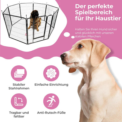 MaxxPet Welpenauslauf - Hundekäfig - Hundelaufstall - Welpenauslauf mit 8 Zwingerpaneelen - Stahl -