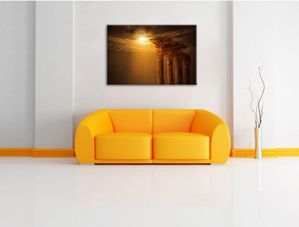 Antiker Apollontempel, Format: 100x70 auf Leinwand, XXL riesige Bilder fertig gerahmt mit Keilrahmen